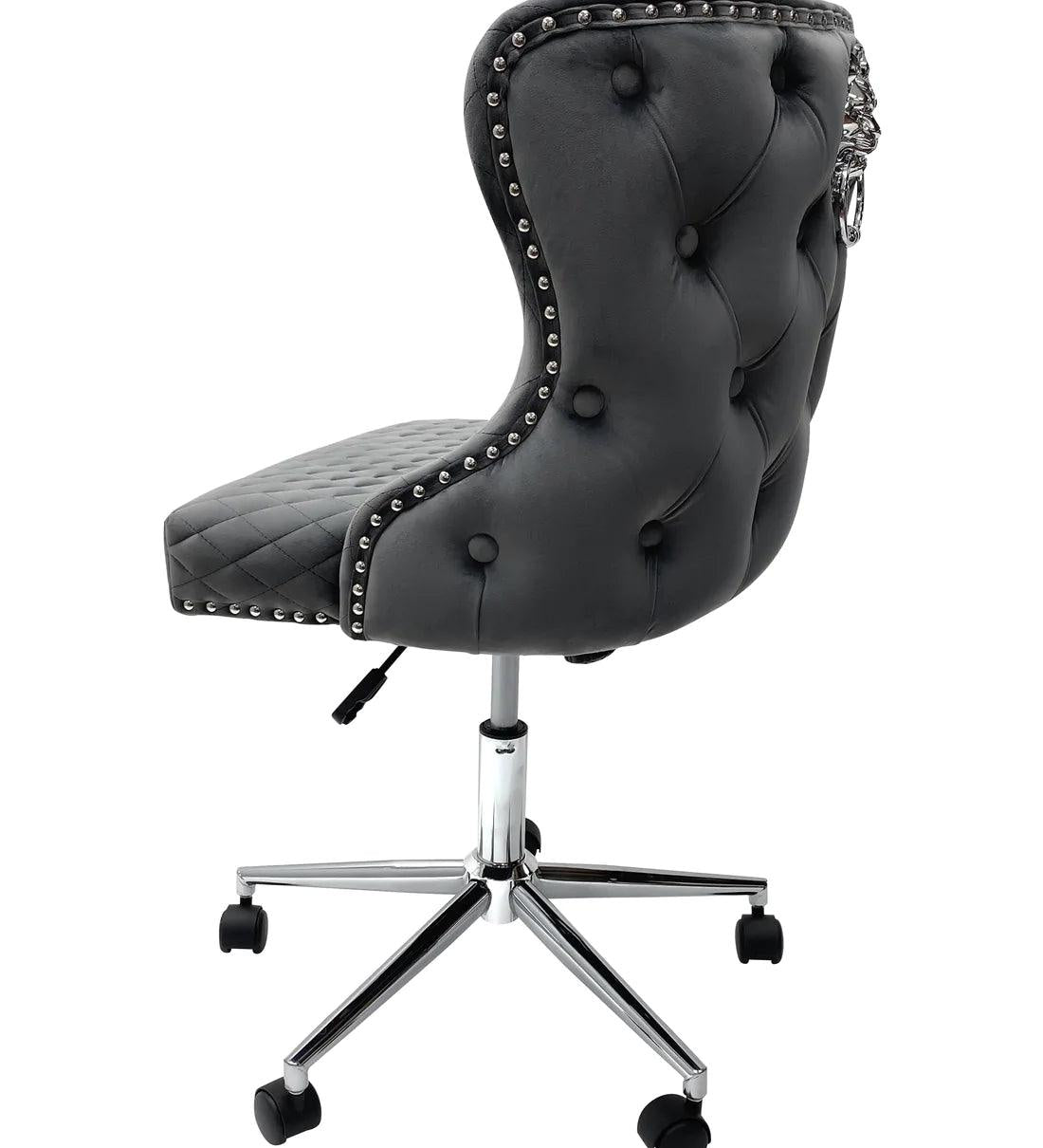 Valentino Grey Velvet Office Chair-Esme Furnishings