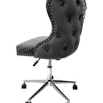 Valentino Grey Velvet Office Chair-Esme Furnishings