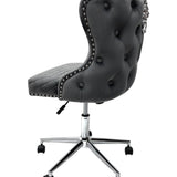 Valentino Grey Velvet Office Chair-Esme Furnishings