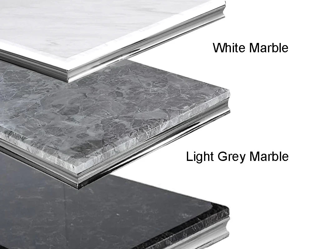 Louis 100cm Square Marble / Glass Dining Table - Belmont Interiors