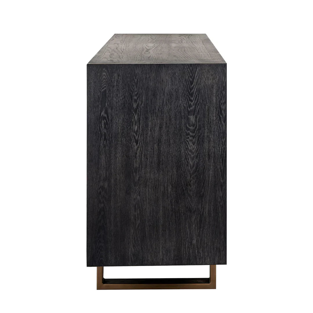 Richmond Interiors Hunter Black Oak and Gold 4 Door Sideboard