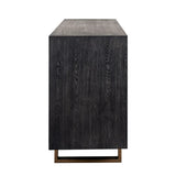 Richmond Interiors Hunter Black Oak and Gold 4 Door Sideboard