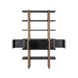 Richmond Interiors Cambon Gold Stainless Steel Bookcase with Dark Coffee 4 Door Cabinet