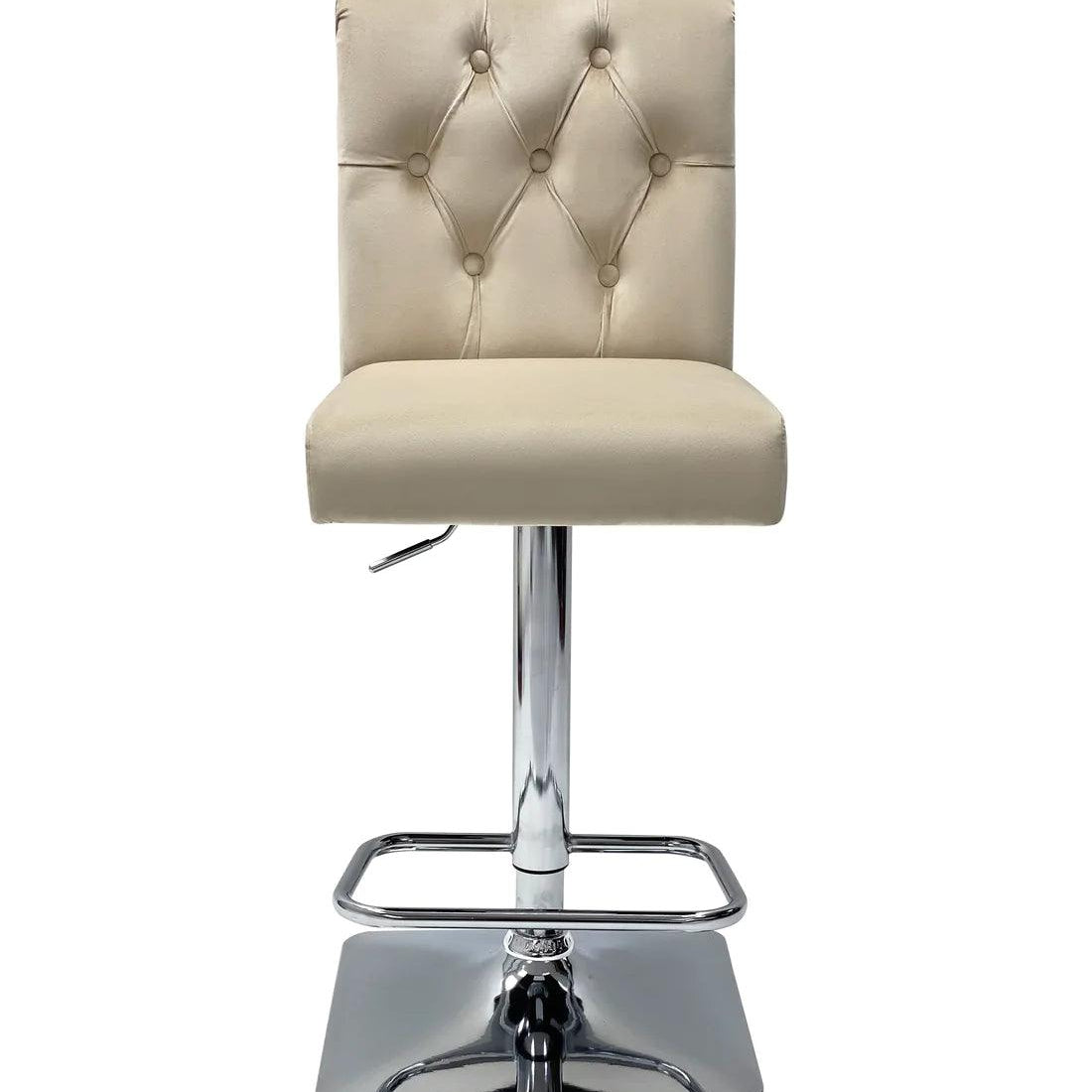 Sophia Mink Quilted Lion Knockerback Plush Velvet Bar Stool-Esme Furnishings