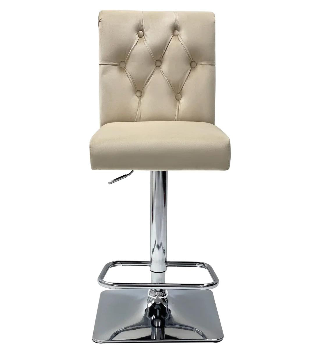 Sophia Mink Quilted Lion Knockerback Plush Velvet Bar Stool-Esme Furnishings