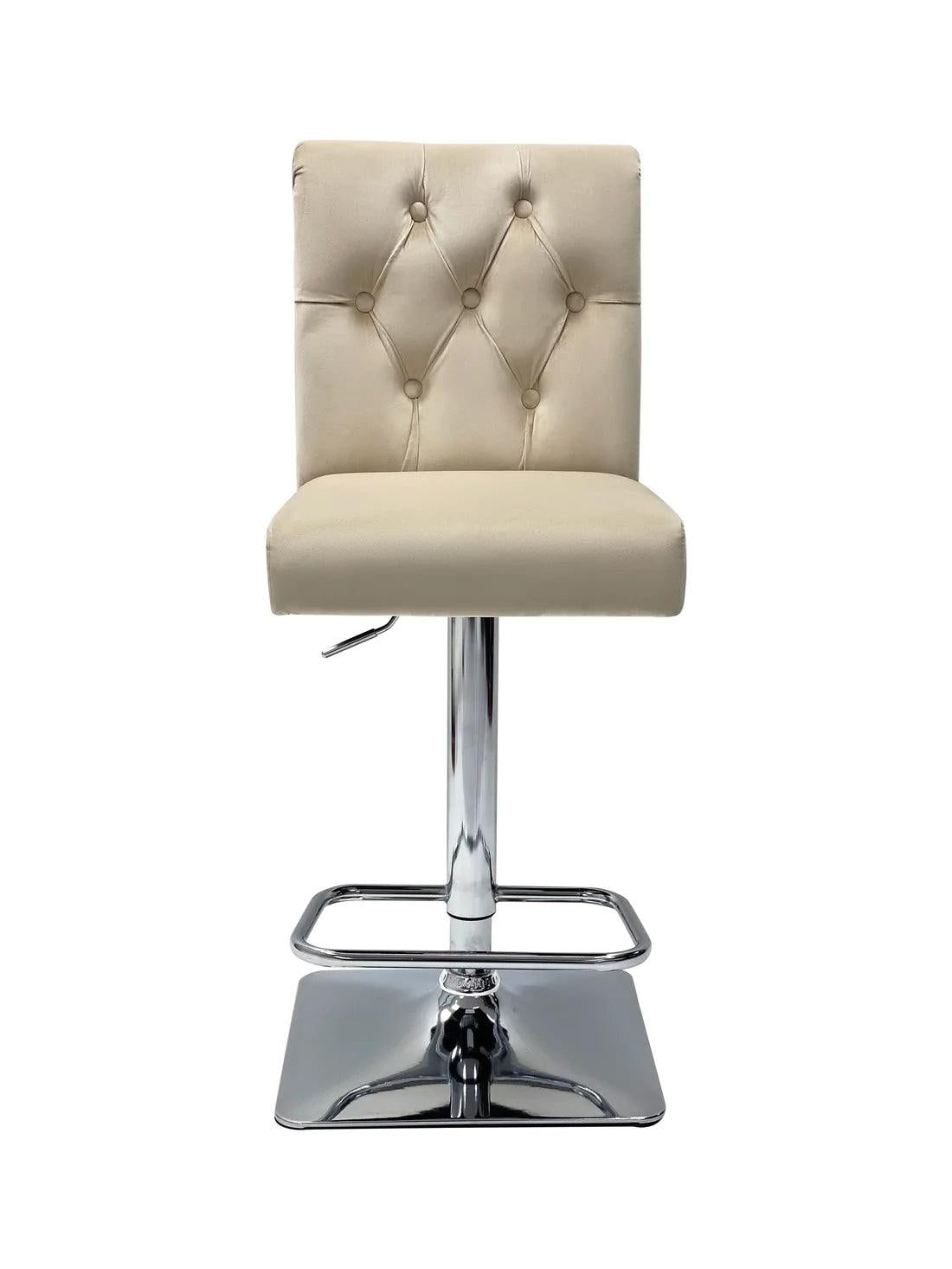 Sophia Mink Quilted Lion Knockerback Plush Velvet Bar Stool-Esme Furnishings