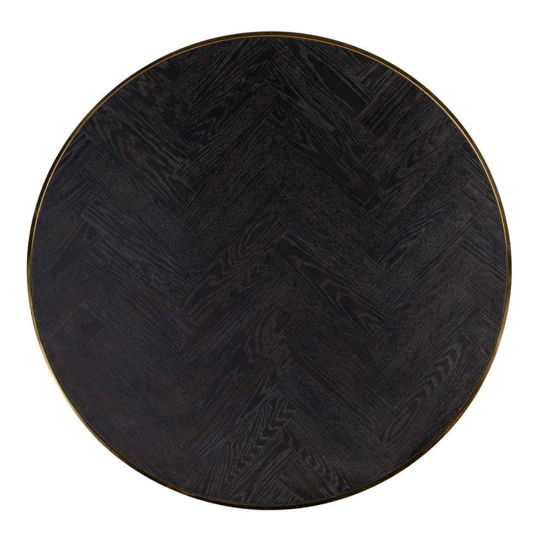 Richmond Interiors Blackbone Black Oak and Gold Round Coffee Table (Set of 2)