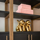 Richmond Interiors Cambon Gold Stainless Steel Bookcase with Dark Coffee 4 Door Cabinet