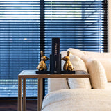 Richmond Interiors Blackbone Black Oak and Brass Sofa Side Table