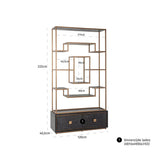 Richmond Interiors Hunter Black Oak and Gold 2 Drawer Display Unit