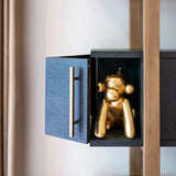 Richmond Interiors Cambon Gold Stainless Steel Bookcase with Dark Coffee 4 Door Cabinet