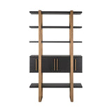 Richmond Interiors Cambon Gold Stainless Steel Bookcase with Dark Coffee 4 Door Cabinet