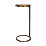 Libra Interiors Iota Accent Table - Forest Brown Marble & Gold