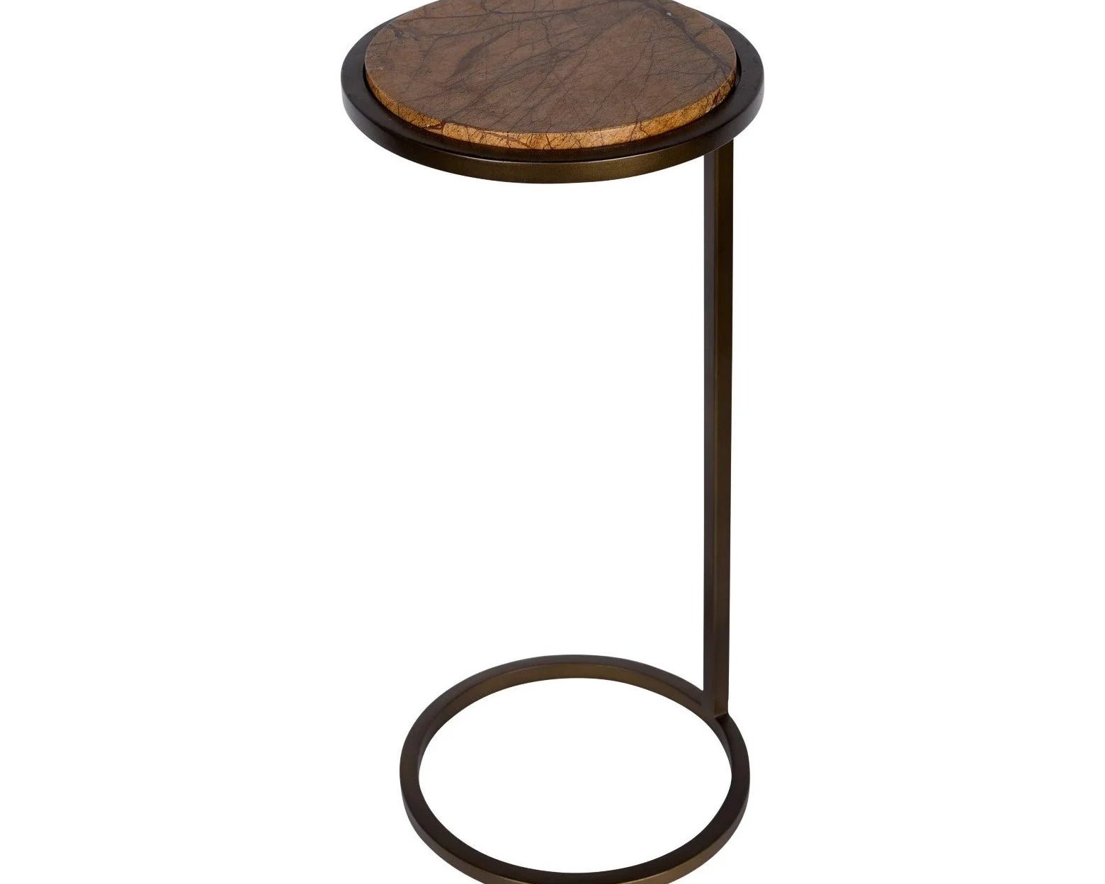 Libra Interiors Iota Accent Table - Forest Brown Marble & Gold