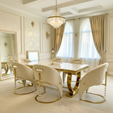 Ariana 160cm Gold Marble Dining Table with Vegas Chairs
