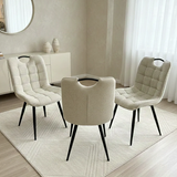 Arizona Extending Cream & Gold Ceramic Table With Monza Chairs