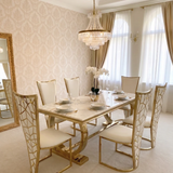 Ariana 180cm Gold Marble Dining Table Set with Vienna Chairs