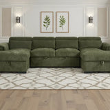 Alaya Sofabed Green U Shape Corner