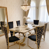 Ariana 180cm Gold Marble Dining Table Set with Vienna Chairs