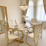 Ariana 180cm Gold Marble Dining Table Set with Vienna Chairs