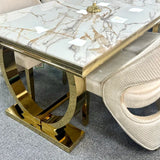 Ariana 160cm White & Gold Dining Table Set with Santo Chairs