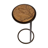 Libra Interiors Iota Accent Table - Forest Brown Marble & Gold