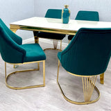 Sofia Cream Gold Marble Dining Table with Lasco Cream Chairs