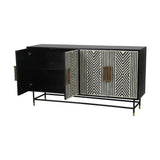 Libra Interiors Delaney Bone Inlay Four Door Buffet Cabinet - Black
