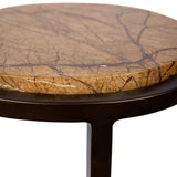 Libra Interiors Iota Accent Table - Forest Brown Marble & Gold