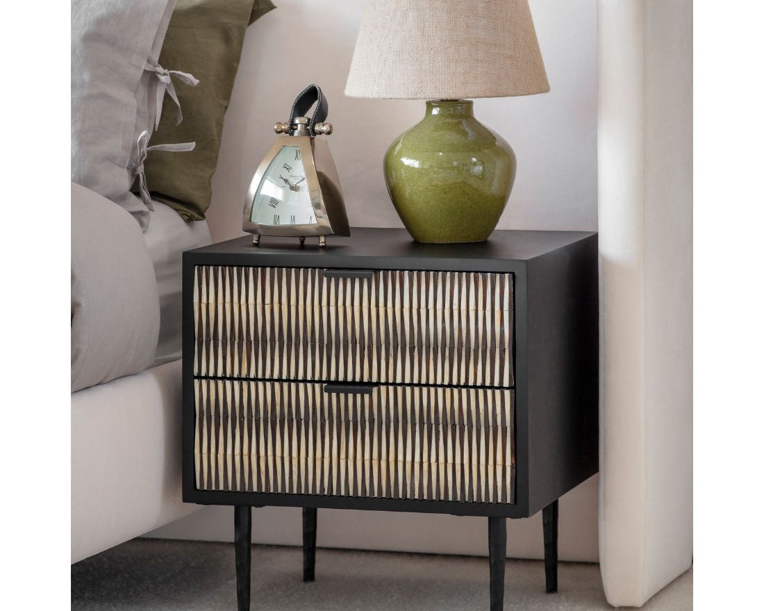 Libra Interiors Imperia Bone Inlay Bedside Table