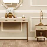 DI Designs Hampton Ivory Shagreen & Gold Console Table