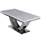 Arial Marble & Chrome Dining Table With Santos Velvet Chairs