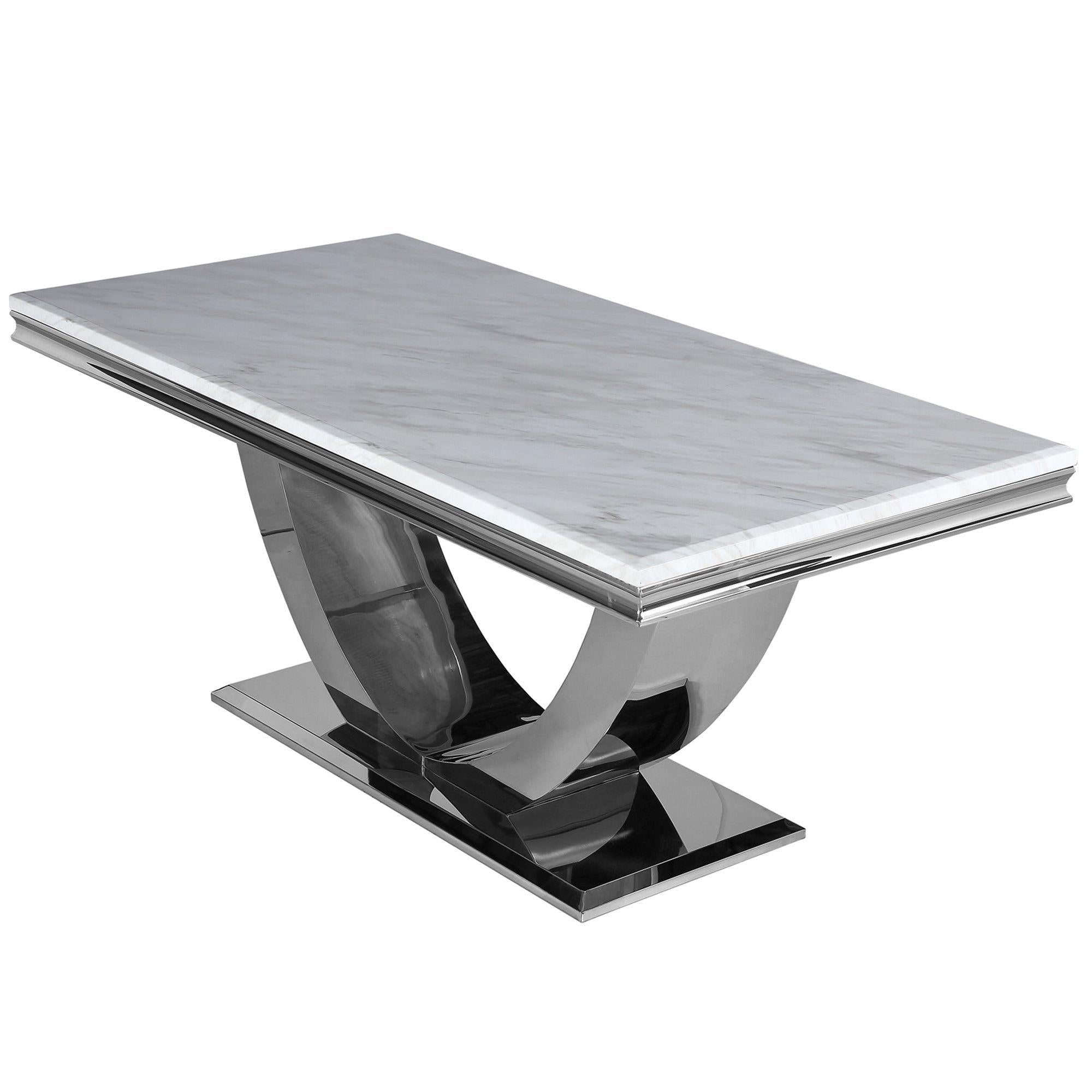 Arial 150CM Marble & Chrome Dining Table - 3 Colours-Esme Furnishings