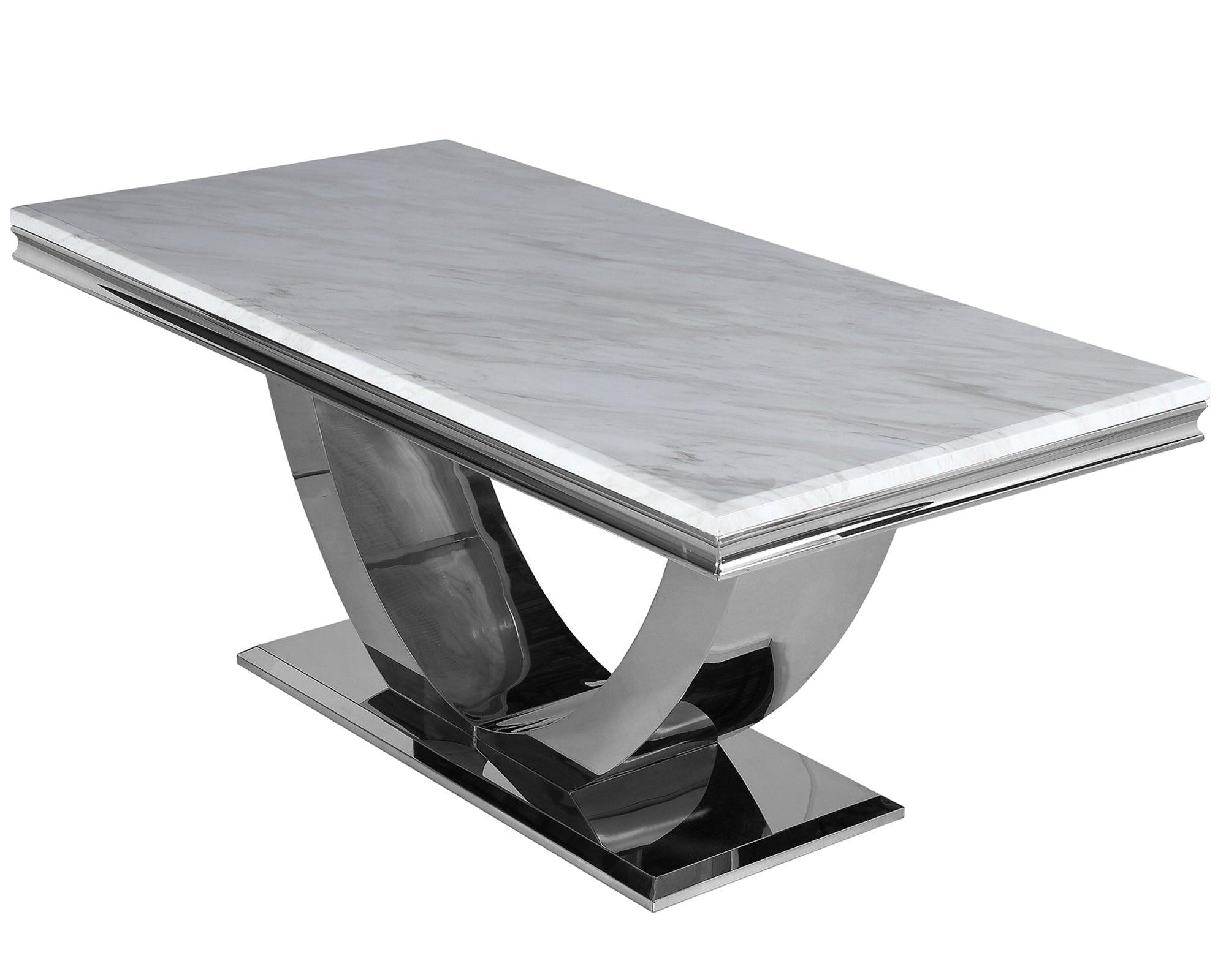 Arial 180CM Marble & Chrome Dining Table - 4 Colours-Esme Furnishings