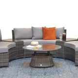Juliet Garden Grey Half Moon Corner Sofa with Side Tables and Coffee Table
