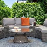 Juliet Garden Grey Half Moon Corner Sofa with Side Tables and Coffee Table