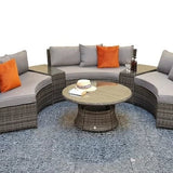Juliet Garden Grey Half Moon Corner Sofa with Side Tables and Coffee Table