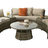 Juliet Garden Mixed Brown Half Moon Corner Sofa with Side Tables and Coffee Table
