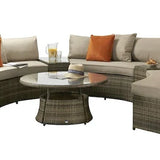 Juliet Garden Mixed Brown Half Moon Corner Sofa with Side Tables and Coffee Table