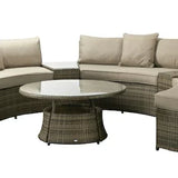 Juliet Garden Mixed Brown Half Moon Corner Sofa with Side Tables and Coffee Table