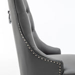 Knightsbridge Grey PU Dining Chair Faux Leather Chrome Ring Knocker-Esme Furnishings