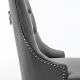 Knightsbridge Grey PU Dining Chair Faux Leather Chrome Ring Knocker-Esme Furnishings