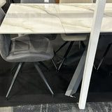 Caso 180-280cm White Kass Gold Ceramic Marble Side Extending Dining Table