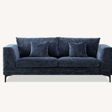 The Harlow Blue Boucle 3 + 2 Seater Premium Sofa Steel Boucle Fabric