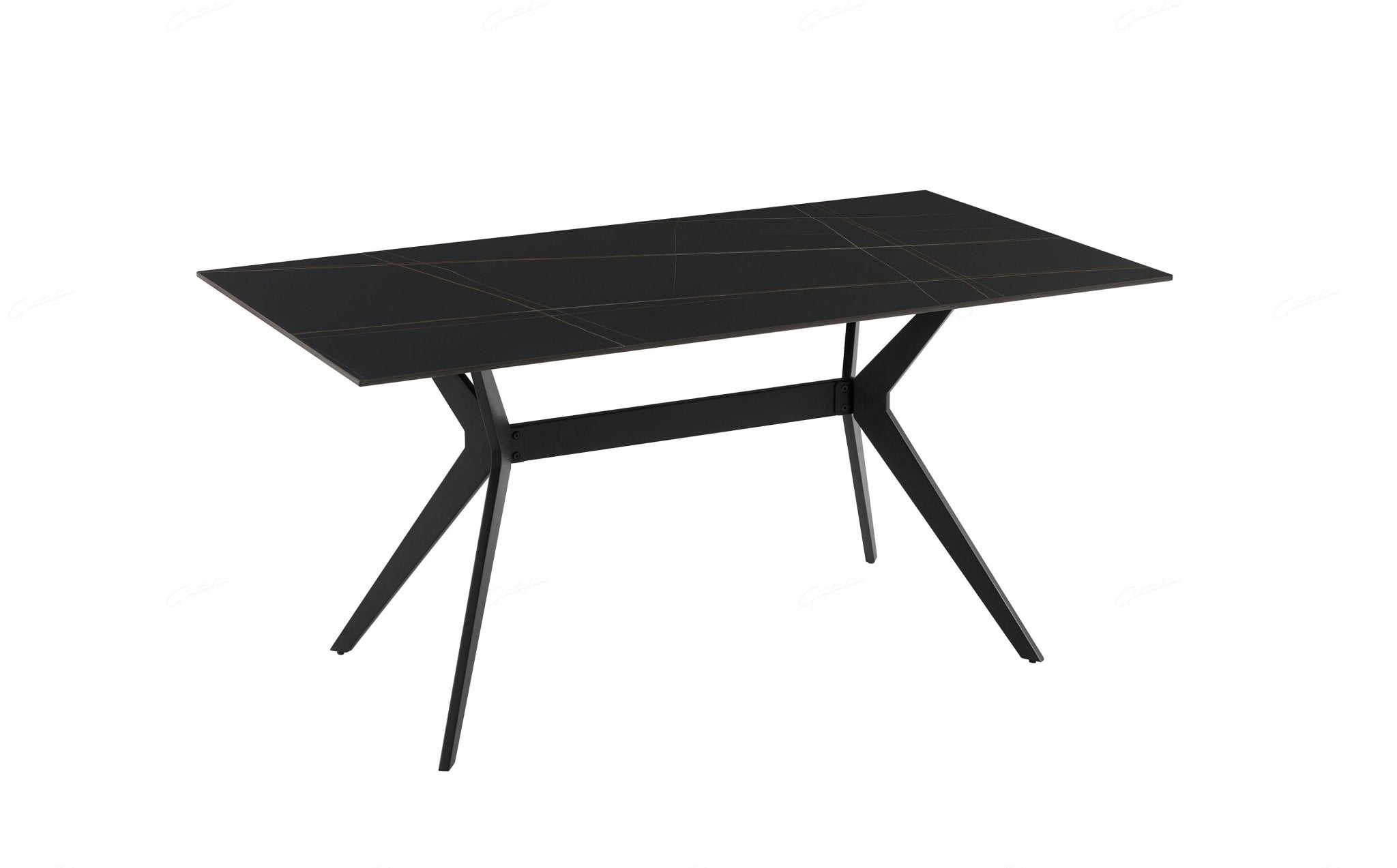 Livia 160cm Black Ceramic Sintered Marble Dining Table - Esme Furnishings