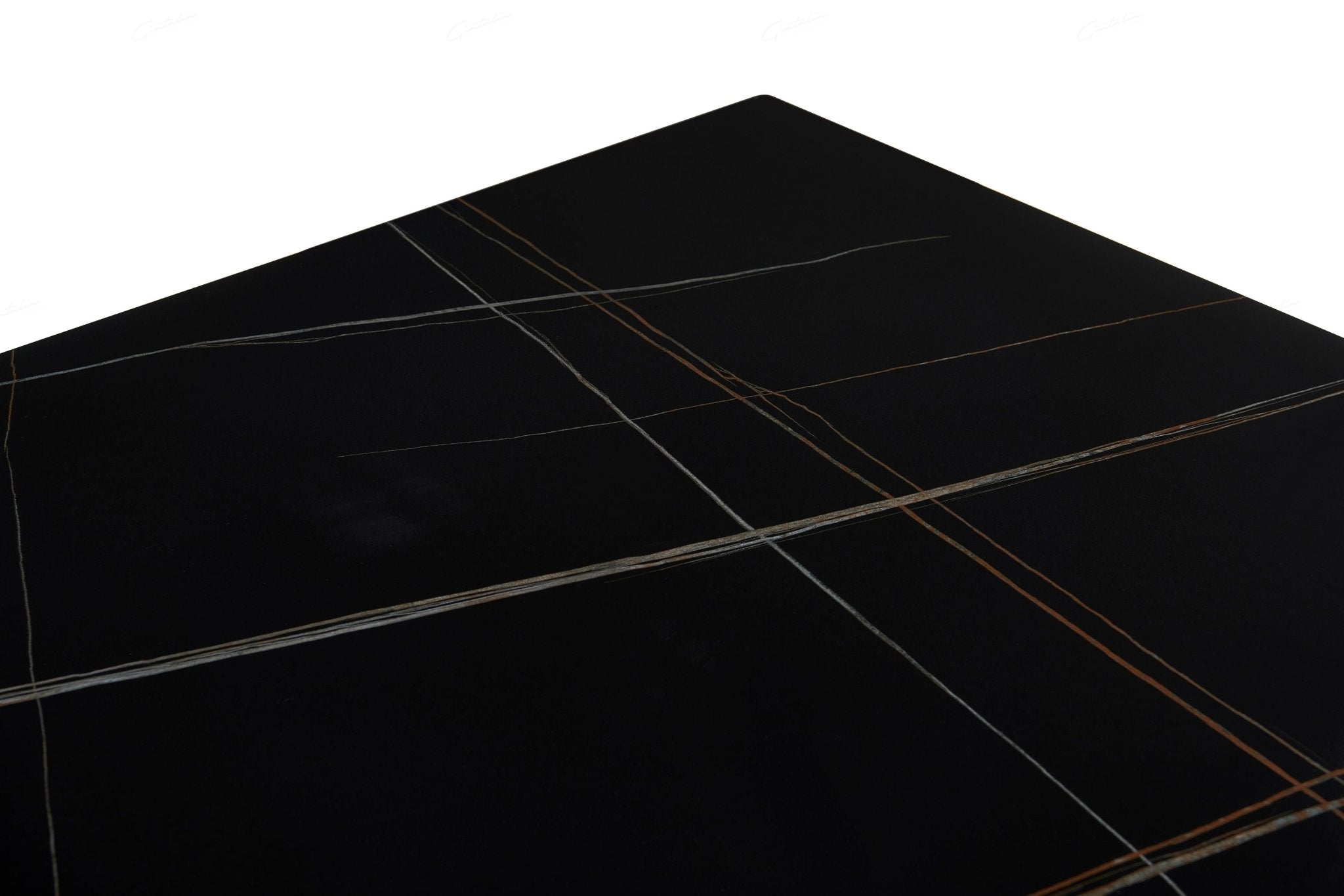 Livia 160cm Black Ceramic Sintered Marble Dining Table - Esme Furnishings