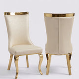 Arial Gold White 200cm Dining Set with Miami Mink & Gold Chairs