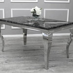 Louis Marble & Chrome Dining Table With Valente Lion Knocker Velvet Chairs-Esme Furnishings