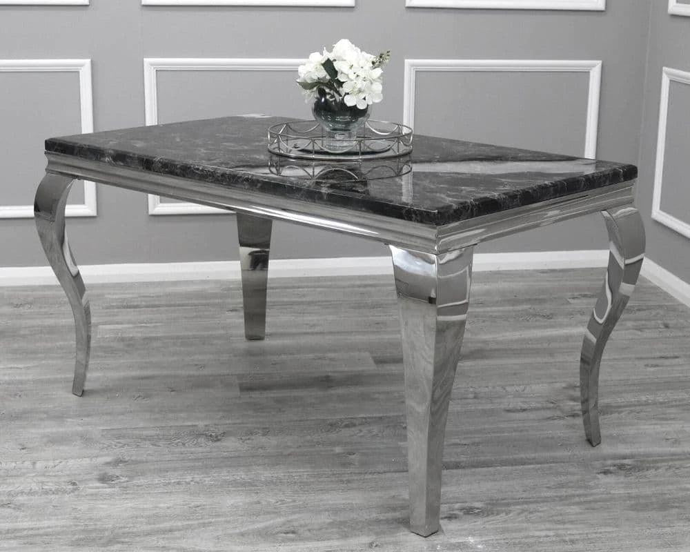 Louis 180CM Marble & Chrome Dining Table - 5 Colours-Esme Furnishings