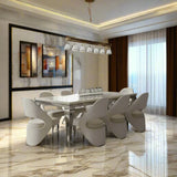 Louis Marble & Chrome Dining Table With Santos Curve Velvet Chairs